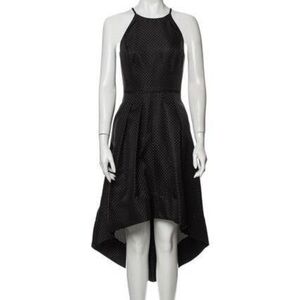 Aidan Mattox•Basket Weave Print•Black•Hi-Lo•Dress